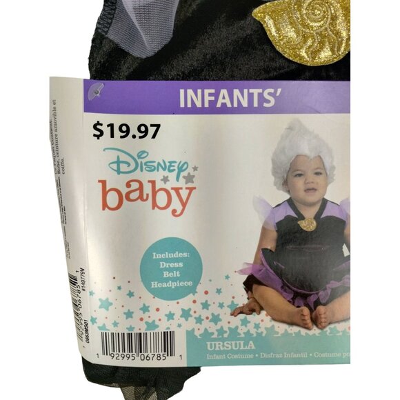Disney Baby Infant 6 to 12 Months Ursula Costume with Dress, Belt and Headpiece - Picture 3 of 5